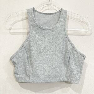 Outdoor Voices Athena Heathered Gray Racerback Sports Bra Crop Top - Large